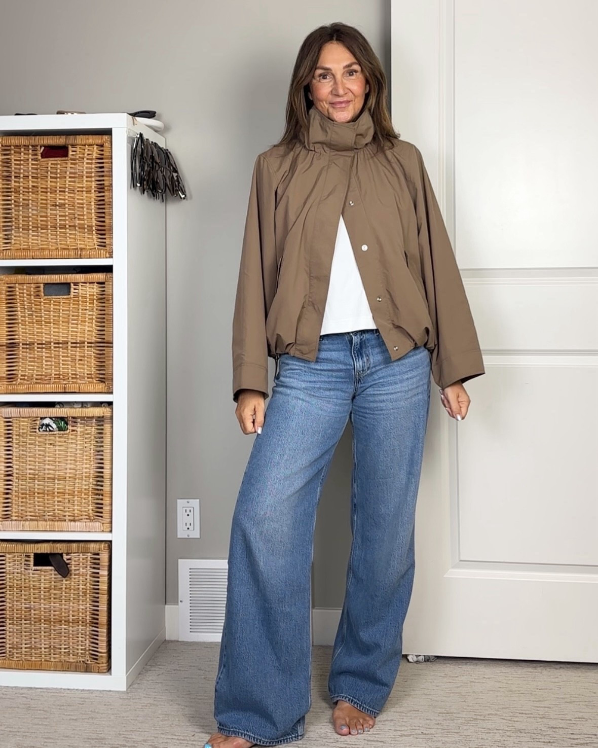 New Cos jacket that can be worn cinched or not! I’m wearing my usual size S.
Jeans are also new and I love the slouchy feel, the denim is a little thinner than most jeans so it has that lived in feel. Slightly low rise, I’m in my usual size 27.

#LTKootd #LTKOver40 #LTKTall