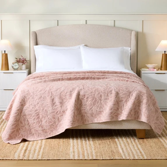 Better Homes & Gardens Antique Blush Botanical Double Cloth Cotton Quilt, Full/Queen | Walmart (US)