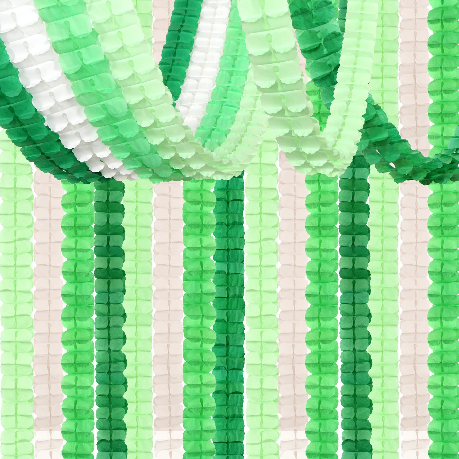 Green-White Party Decorations Streamers Garland - 157Ft Four-Leaf Clover Hanging Banner, Jungle T... | Amazon (US)