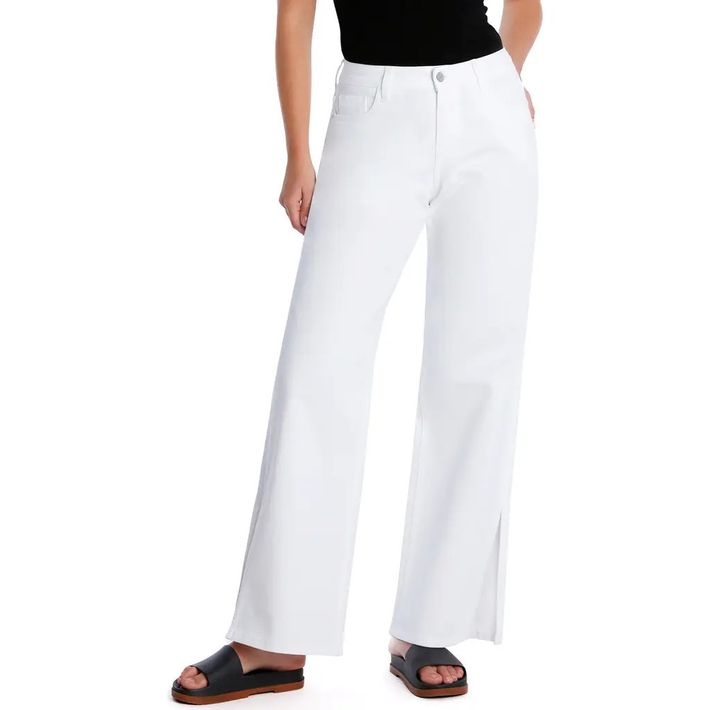 HINT OF BLU Clever Side Slit High Waist Wide Leg Jeans in White at Nordstrom, Size 29 | Nordstrom