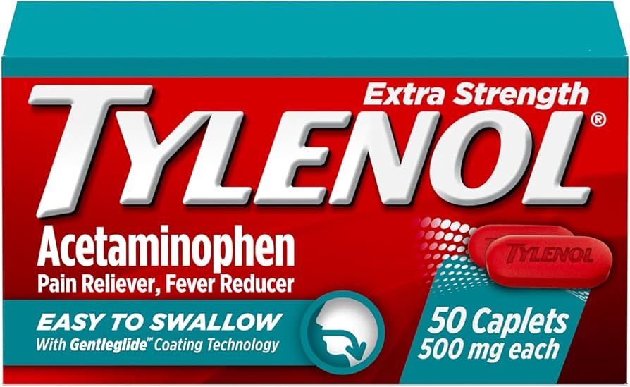 Tylenol Extra Strength Easy to Swallow Acetaminophen, Pain Reliever & Fever Reducer Coated Caplet... | Amazon (US)