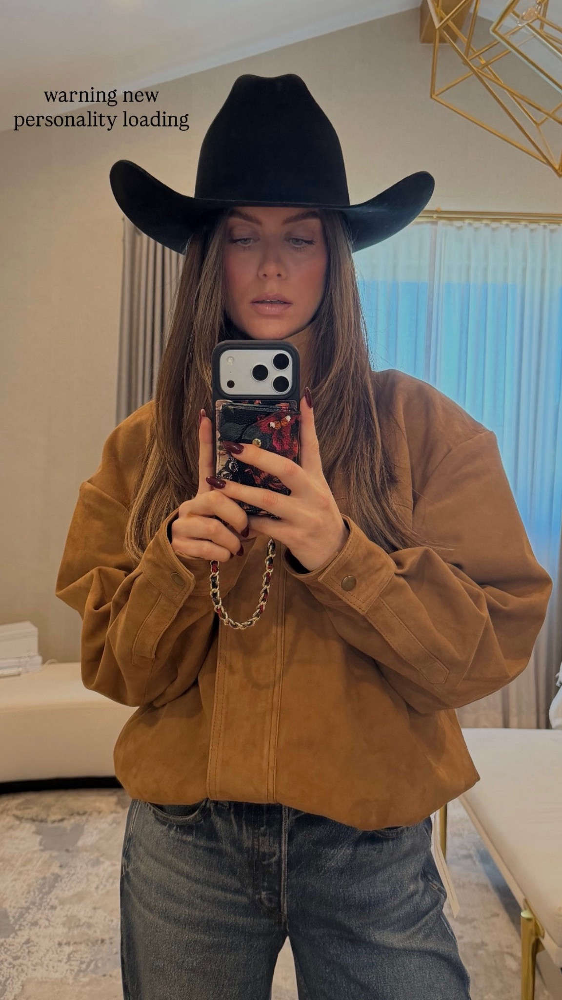 Obsessed with this suede bomber jacket and black western cowboy hat!! Such a vibe. Size M/L hat. #westernoutfit

#LTKgrwm #LTKootd