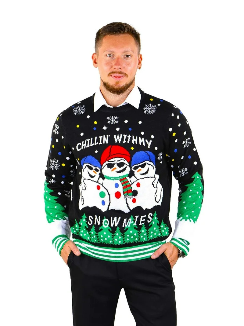 Socal Look Men's Ugly Christmas Sweater, Long Sleeve Crew Neck Acrylic Pullover, 2XL | Walmart (US)