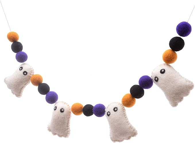 Glaciart One Felt Balls + Ghosts Garland - Easy to Hang Halloween Party Banner Decoration - 100% ... | Amazon (US)