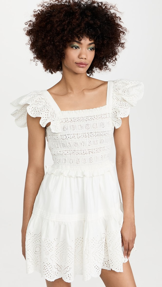 Vienne Eyelet Flutter Sleeve Smocked Dress | Shopbop
