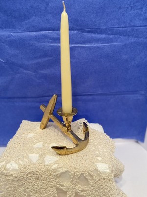 Vintage Solid Brass Anchor Candle Holder. 6” X 4.5”. Paperweight Nautical Decor | eBay US