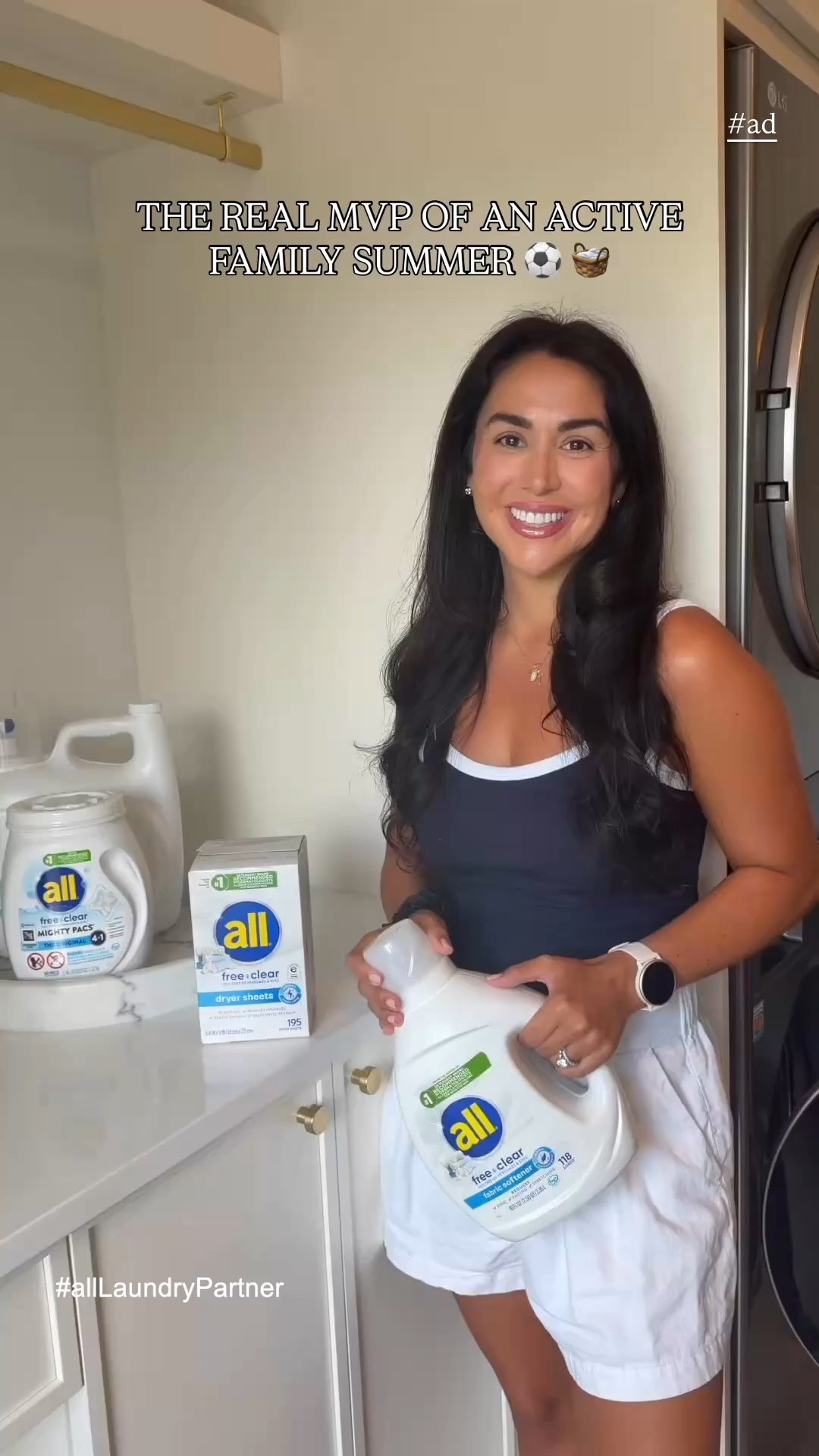 #AD There’s nothing better than the feeling of a full reset after a busy summer day ☀️⚽️ Between workouts, outdoor play, and nonstop family activities, laundry is basically running 24/7 over here 😂 I’ve been reaching for @all_laundry free clear because it’s 100% free of dyes and perfumes and provides a powerful clean that’s gentle on skin. You can find it at @target 🤍 https://on.ltk.com/+ZKii9iIlBZLRRO3QXeieig #TargetPartner #allLaundryPartner #sensitiveskin #skincare #laundry

#LTKmomlife #LTKdayinmylife