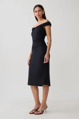 Alize Cupro Knee Length Dress / Black | MESHKI | M | MESHKI US