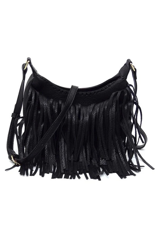 Fringe Hobo Crossbody Bag BLACK / one | Casual Chic Boutique