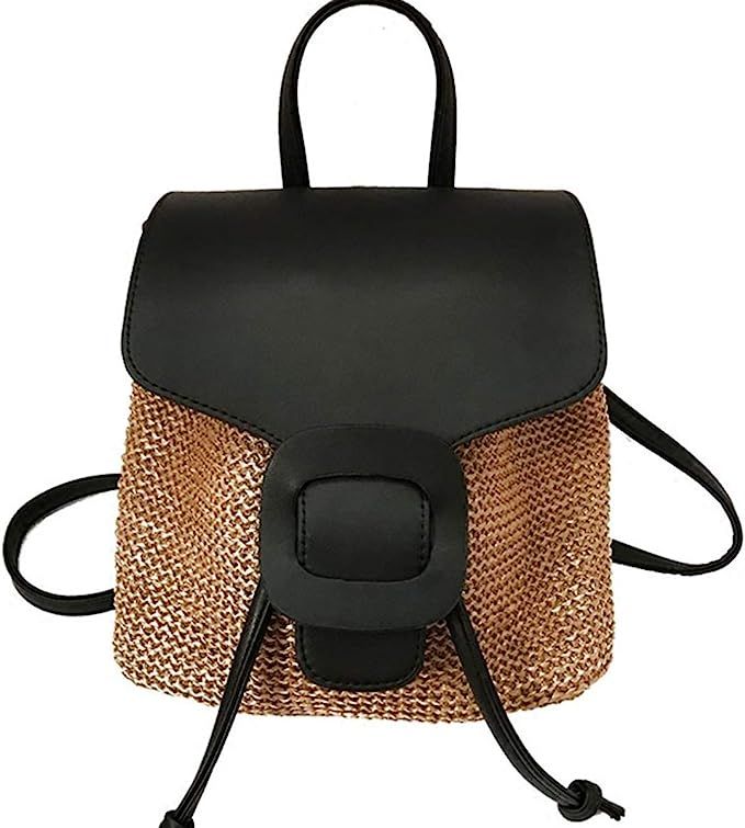 KIKISUM Imitate Straw Backpack for Women Bohemia Casual Woven Beach Bag Fashion Traveling Purse (... | Amazon (US)