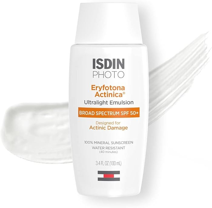 ISDIN Eryfotona Actinica Zinc Oxide and 100% Mineral Sunscreen Broad Spectrum SPF 50+, No White C... | Amazon (US)