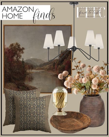 Amazon Home Finds. Follow @farmtotablecreations on Instagram for more inspiration.

ARPEOTCY 24×24 Inch Vintage Framed Canvas Wall Art, Fall Natural Scenery Square Wall Decor for Living Room, Large Vintage Painting for Bedroom, Framed Art Prints, for Office. 5-Arm Classic Chandeliers Matt Black with White Linen Shades,Light Fixture For Dining room,Living Room,Bedroom. Vintage Floral Block Print Pillow Covers 18x18 Inch Set of 2 Brown Antique Persian Tabriz Rug Pattern Decorative Throw Pillows Retro Turkish Modern Boho Pillowcases for Couch Indoor Outdoor Decor. Briful 7in Large Rustic Brown Ceramic Vase,Vintage Farmhouse Flowers Vase,Natural CountryTerra Cotta Vase, Antique Pottery Pampas Vase for Living Room Kitchen Mantel Table Shelf Decor. Beige Flowers Artificial + Eucalyptus Stems, Silk Mums Stem Flowers, Tan Flowers For Decorations, Nude Cream Neutral Pom Pom Faux Kiku Flower bulk silk flowers, Mini Chrysanthemum Floral Arrangements. Wood Bread Bowl, Round. Smoke Gray Glass Matches Cloche | Includes Color Matches & Striker Strip!!! | Grey Tinted Decorative Match Holder Jar for Candles Set Display (White Matches). 

Amazon Home | Target Finds | Loloi Rugs | Hearth & Hand Magnolia | console table | console table styling | faux stems | entryway space | home decor finds | neutral decor | entryway decor | cozy home | affordable decor |  home decor | home inspiration | spring stems | spring console | spring vignette | spring decor | spring decorations | console styling | entryway rug | cozy moody home | moody decor | neutral home




#LTKSaleAlert #LTKHome #LTKFindsUnder50