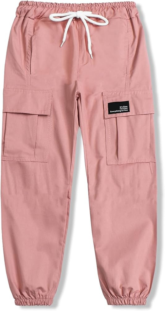 Cromoncent Girls&Womens Cargo Pants Elastic Waist Lightweight Outdoor Jogger Pants, 6 Years - XX-... | Amazon (US)