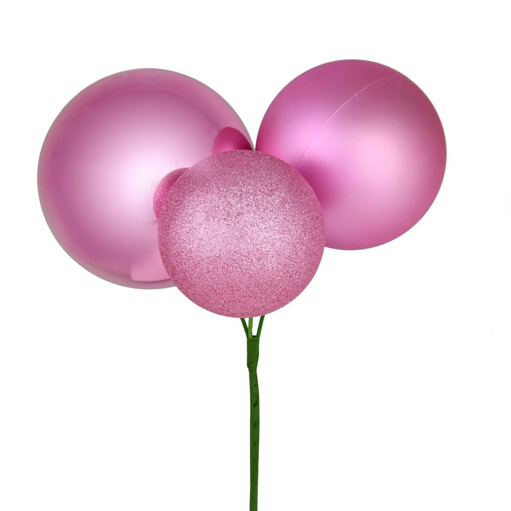 Vickerman 18" Pink Ball Ornament Christmas Pick, Pack of 2 | Bed Bath & Beyond