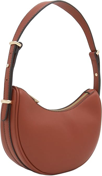 Small Crescent Smooth Faux Leather Underarm Shoulder Bag | Amazon (US)