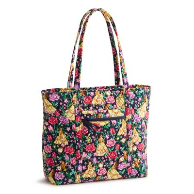 Vera Bradley Women's Disney Princesses Cotton Vera Tote Bag Belle Rose Meadow | Target