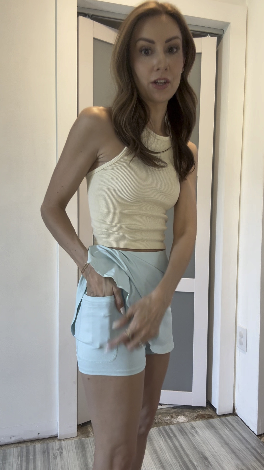 Tennis skirt obsessed and it’s under $20 🙌. I do not use the word obsessed but can I get a freebie card for this tennis skirt because it’s gooooood! It has shorts under underneath and they are a perfect fit - not too tight and so comfy! I’m wearing an XS and I have it in four more colors! 😆. 

#LTKFindsUnder50 #LTKActive #LTKVideo