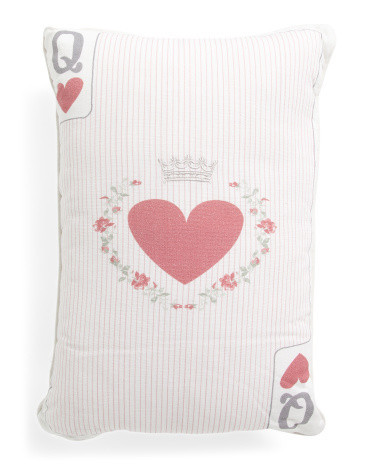 14x20 Embroidered Queen Of Hearts Pillow | Polyester/Cotton | Marshalls