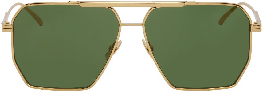 Gold & Green Navigator Sunglasses | SSENSE