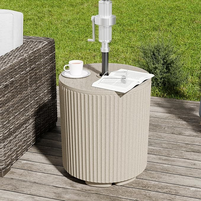 Outdoor Umbrella Stand, Free-Standing Umbrella Side Tables, Patio Umbrella Water Fill Base, Flute... | Amazon (US)