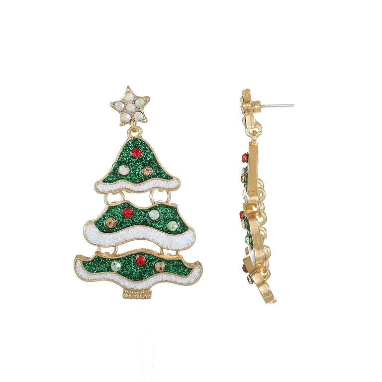Holiday Time Goldtone Christmas Tree Earrings, 1 Pair | Walmart (US)