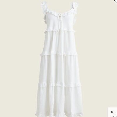 New J Crew White Tiered Knit Keyhole Maxi Dress Large BB453 Ruffle Womens  | eBay | eBay US