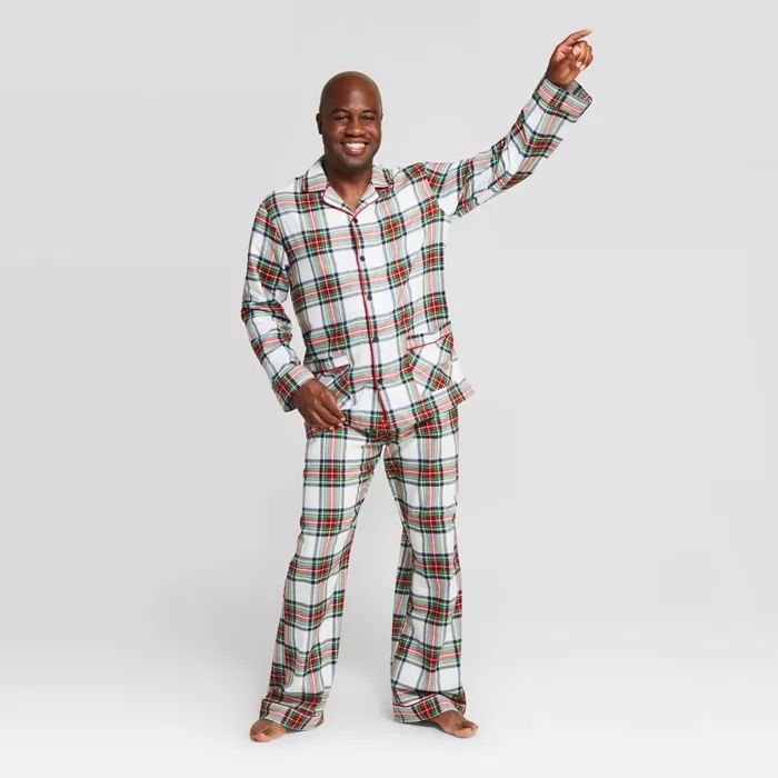 Men's Plaid Holiday Tartan Plaid Flannel Pajama Set - Wondershop™ White | Target