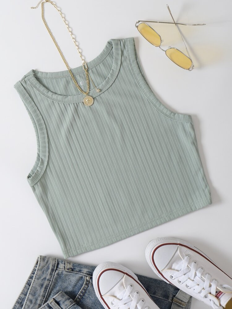 Solid Rib Knit Tank Top | SHEIN