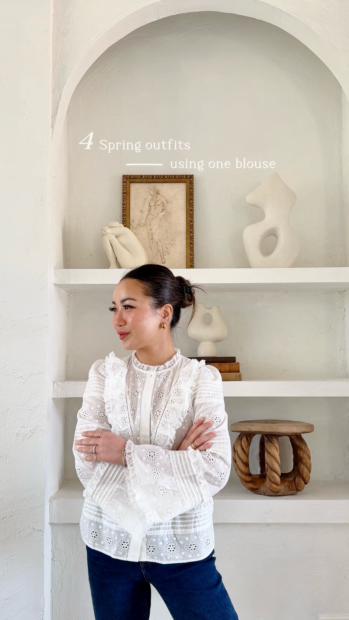 One blouse, 4 ways 🤍 This top makes dressing so fun. Can be dressed up with trousers or casual with jeans and shorts. And the sleeve strength is perfect on petite frames (sleeves land perfectly with no alterations needed). And a small note - the blouse length is quite well positioned, so that it’s great tucked in and also looks deliberate and polished untucked. 

For size reference, I’m 5 ft 110 pounds and wearing a size 4 in the Sezane embroidered blouse.

Outfit #1 - wearing a size 4 in the wine colored Sezane trousers. 

Outfit #2 - wearing size 25 x 26 in the Levi’s 501 original cropped in color Fun Flare. 

Outfit #3 - wearing size 4 in Sezane shorts and size 0 in Sezane trench coat. 

Outfit #4 - wearing 25 Petite in the Madewell jeans, color Larkspur  

#LTKStyleTip #LTKPetite #LTKWatchNow