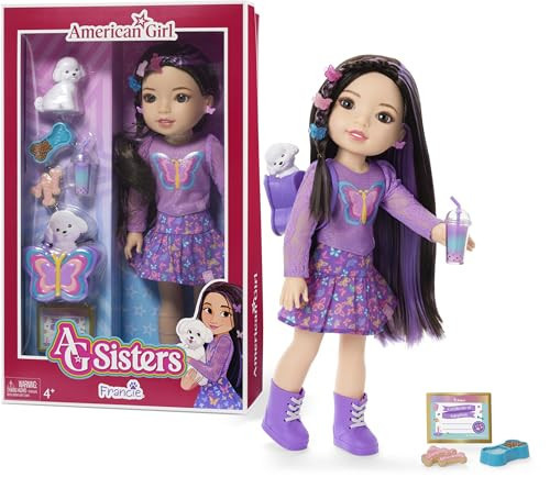 American Girl, AG Sisters Francie Doll, with Brown Eyes, Long Dark-Brown Hair with Purple Highlights, 14.5", Ages 4+ | Amazon (US)