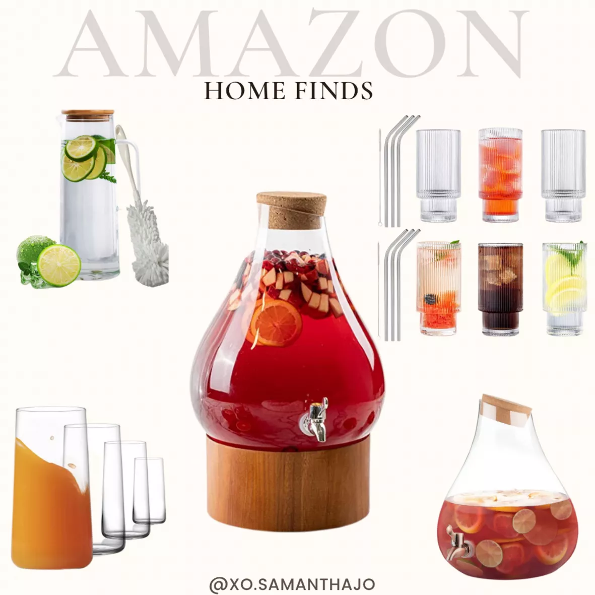 hjn Glass Water Pitcher with Wood Lid Water Carafe with Handle - Fridge  Glass Jug for Hot/Cold Water & Iced Tea Beverage, juice