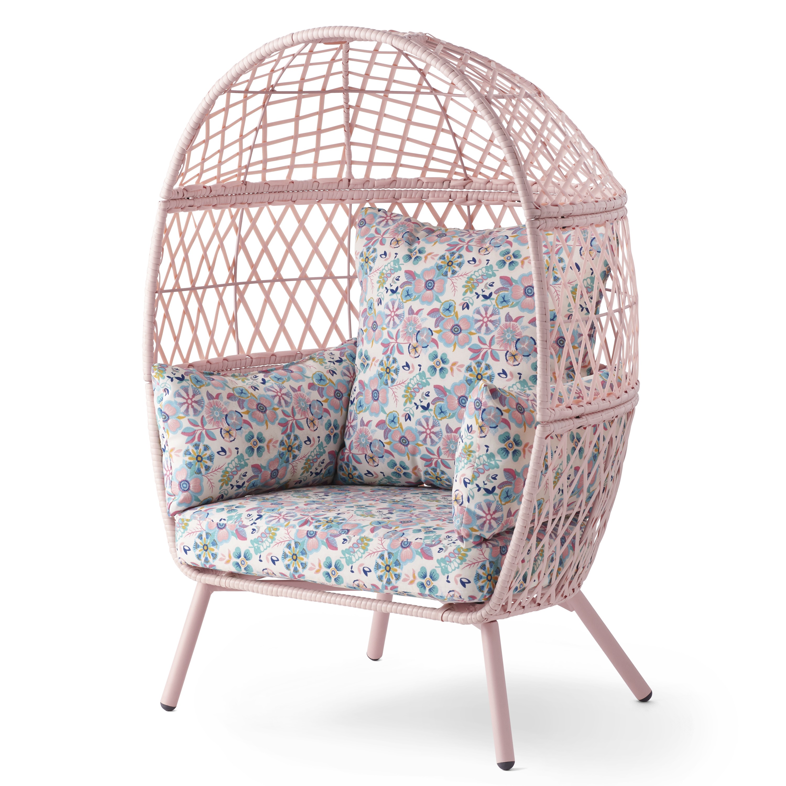Better Homes & Gardens Kid's Ventura Outdoor Pink Wicker Stationary Egg Chair | Walmart (US)