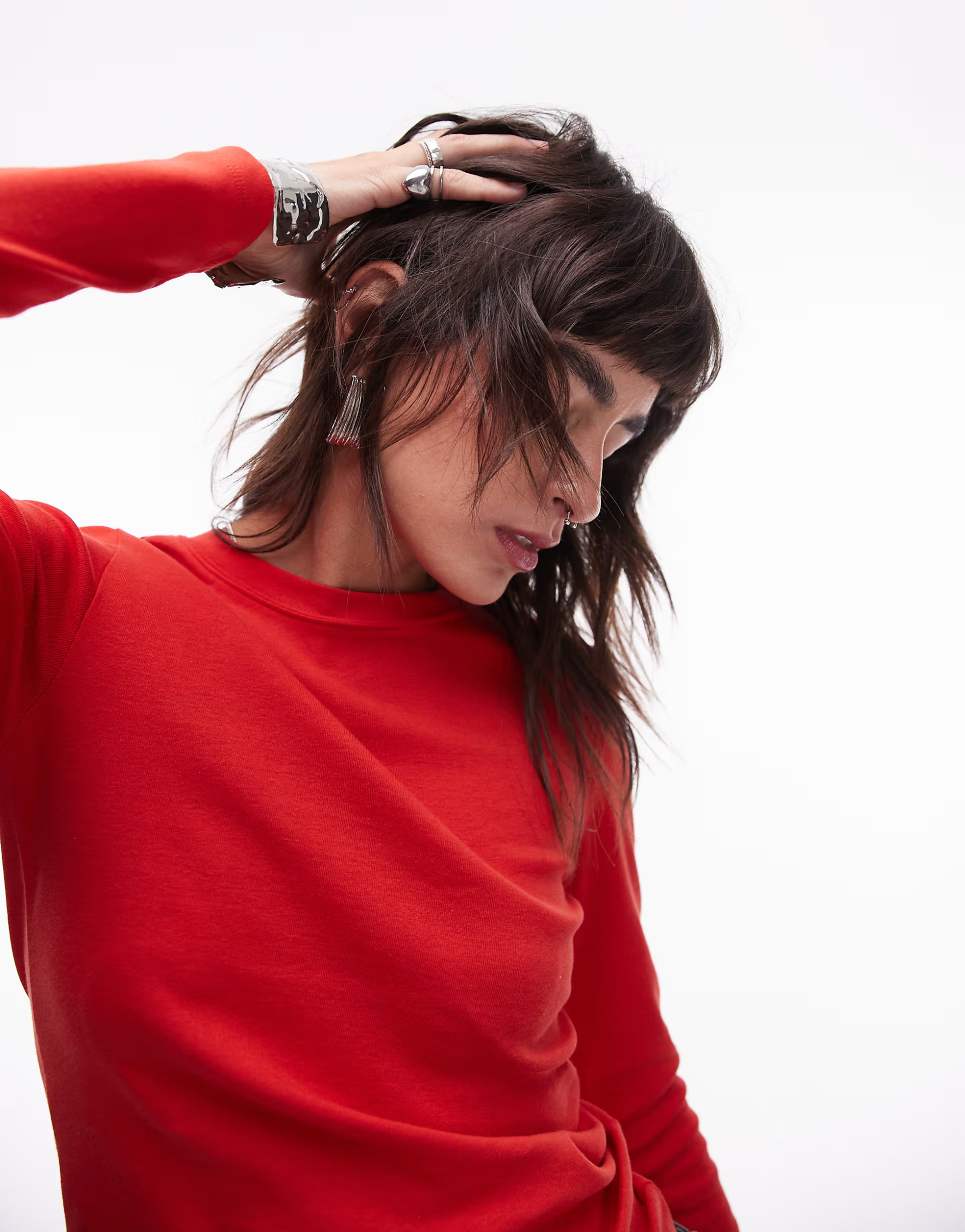 Topshop long sleeve everyday tee in red - BURGUNDY | ASOS | ASOS (Global)