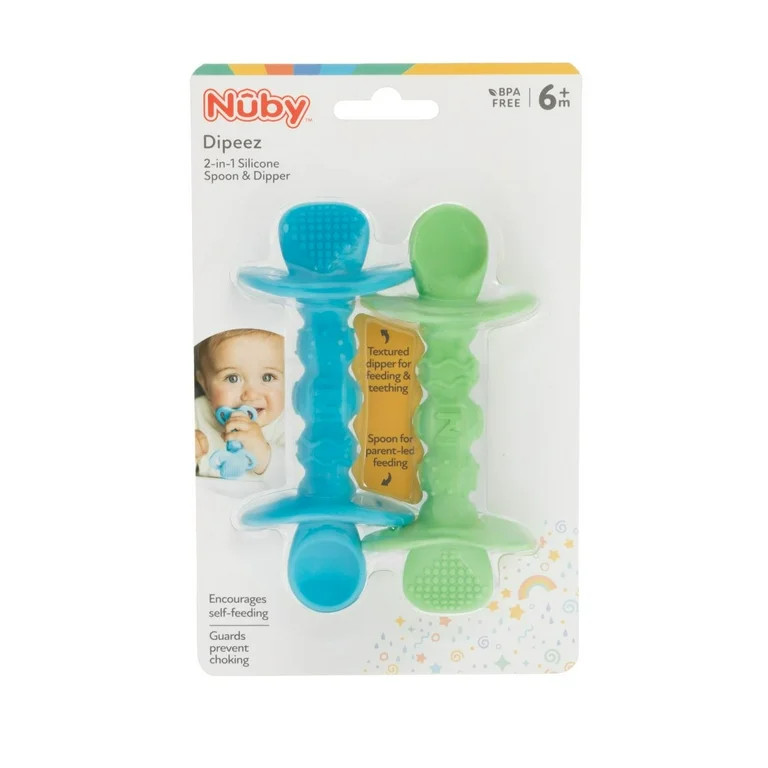 Nuby Dipeez Self-Feeding Spoons for Babies, Multicolor, 2 Count | Walmart (US)