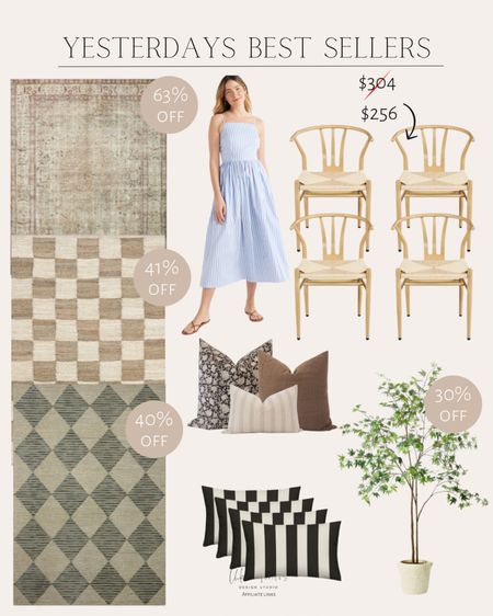 Yesterdays Best Sellers 
Margot ft. Cloudpile area rug / wool geometric rug / checkered just area rug / Etsy pillow set / marble artificial tree / summer dress / set of 4 dining chairs / outdoor pillow set 

#LTKSaleAlert #LTKHome