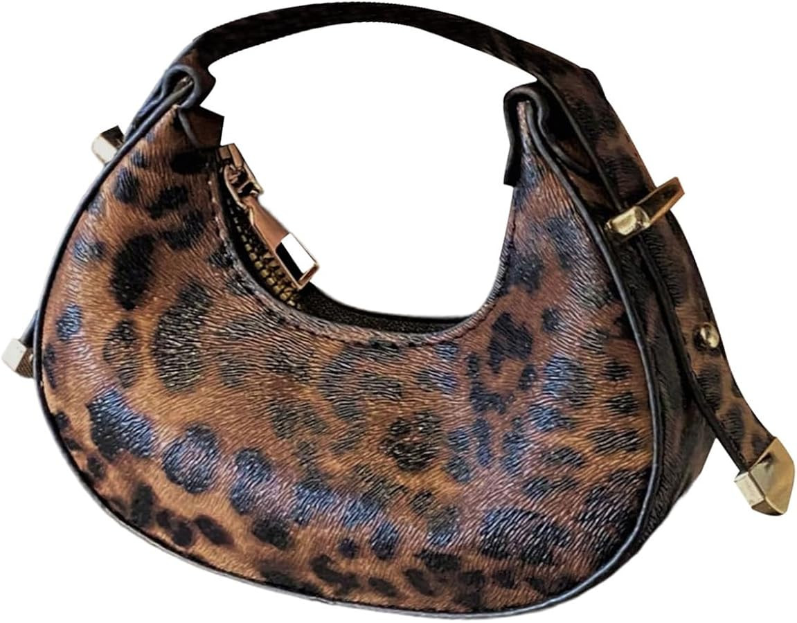 Women's Leopard Print Handbag Cheetah Top Handle Clutch Purses Mini Zip Hobo Bags | Amazon (US)