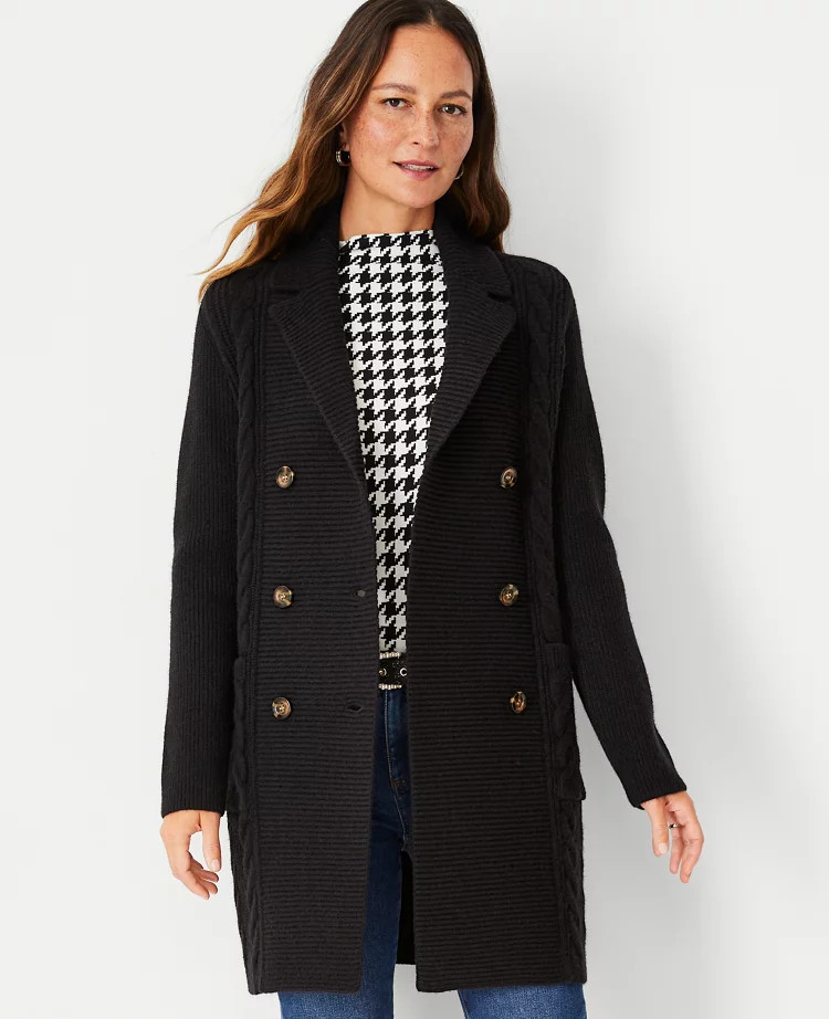 Double Breasted Cable Coatigan | Ann Taylor (US)