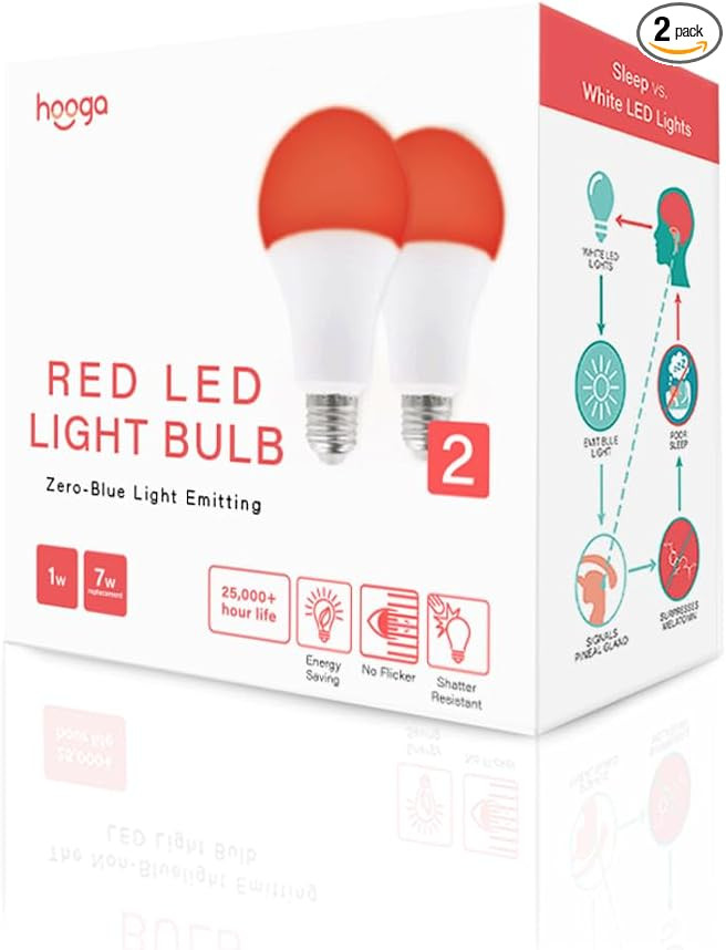 Hooga Sleep Bulb, Blue Light Blocking Red Night Light. 625nm Red Bulb for Healthy Sleep. Baby Nur... | Amazon (US)