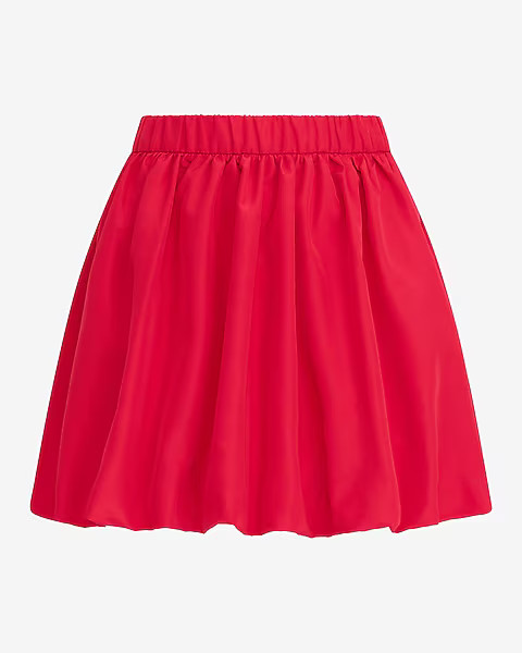 Silky Elastic Waist Bubble Hem Mini Skirt | Express