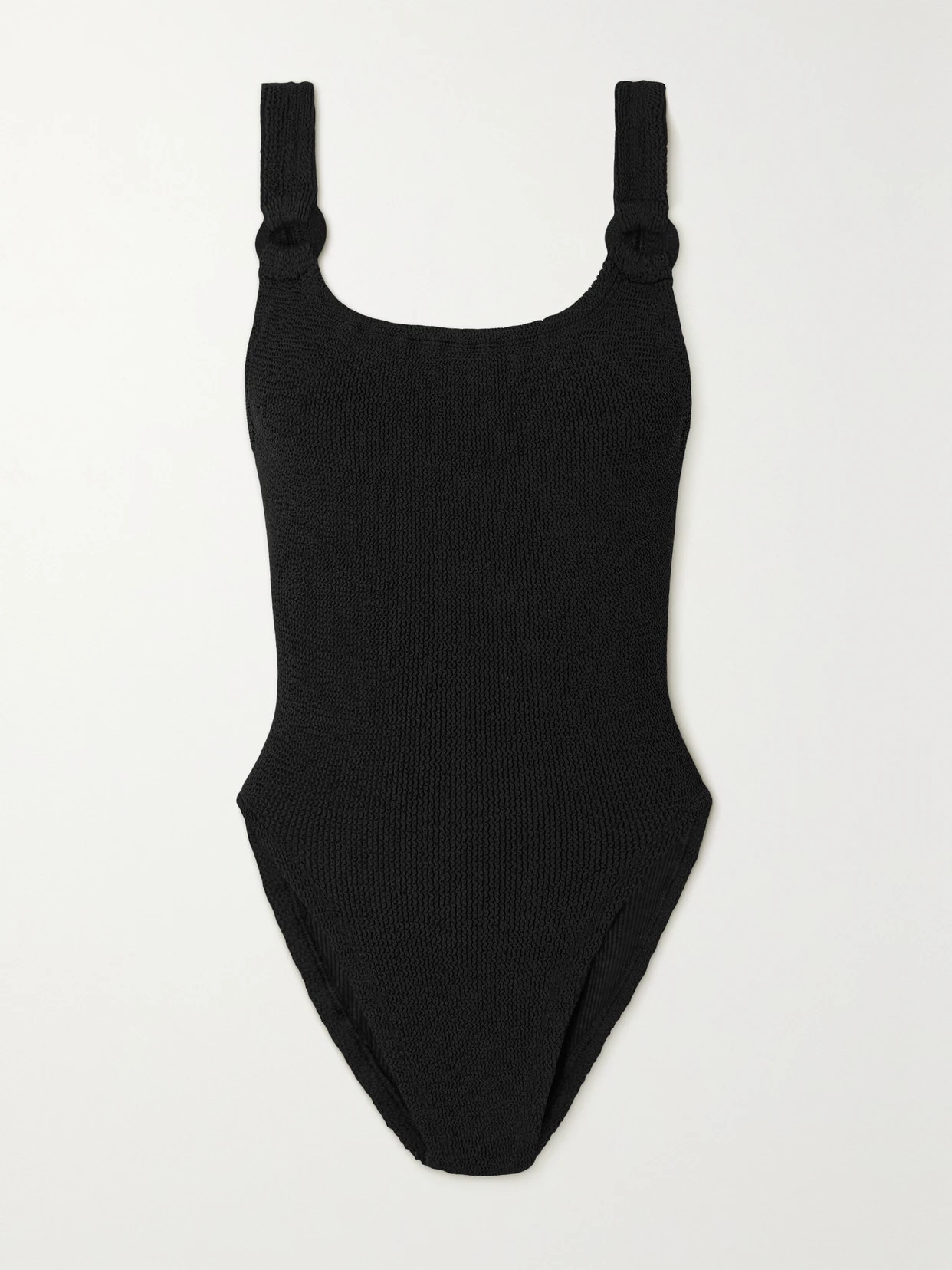 Hunza G - Domino Seersucker Swimsuit - Black | NET-A-PORTER (UK & EU)