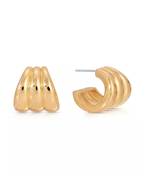Triple Ribbed Hoops Earrings | Macy's