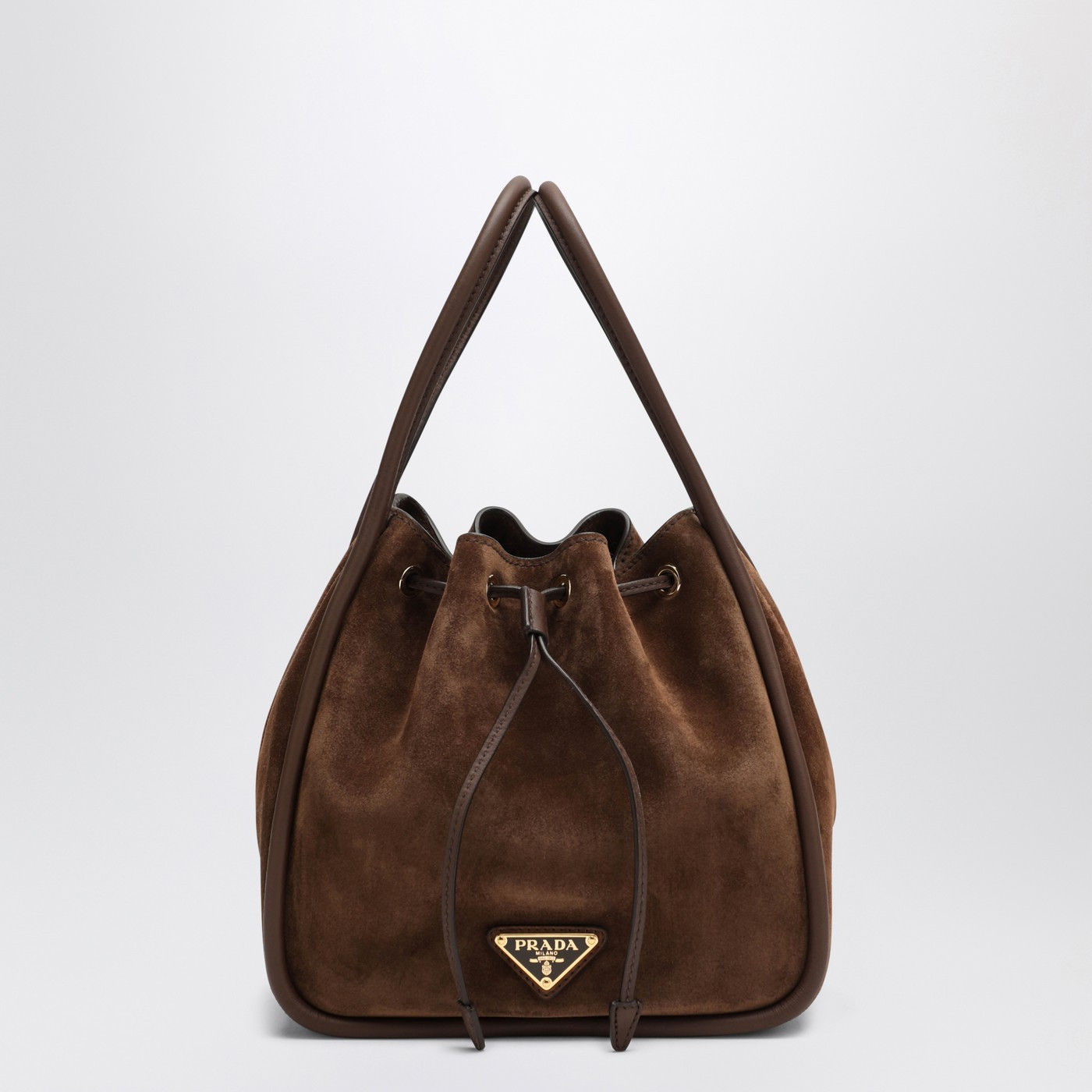 Small bucket bag in suede Cacao | The Double F