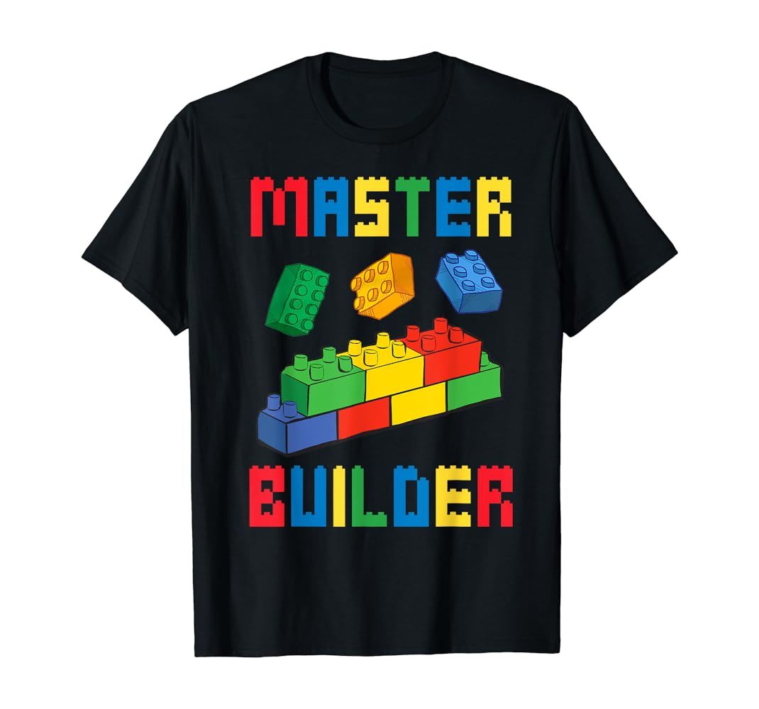 Brick Builder Funny Blocks Building Master Builder Toys Kids T-Shirt | Amazon (US)