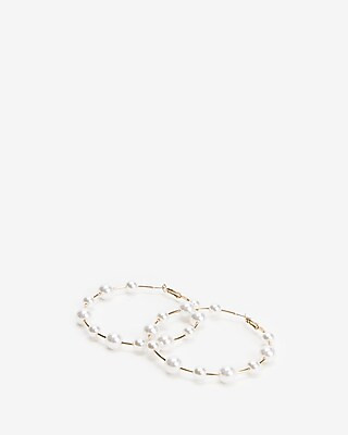 Pearl Hoop Earrings | Express