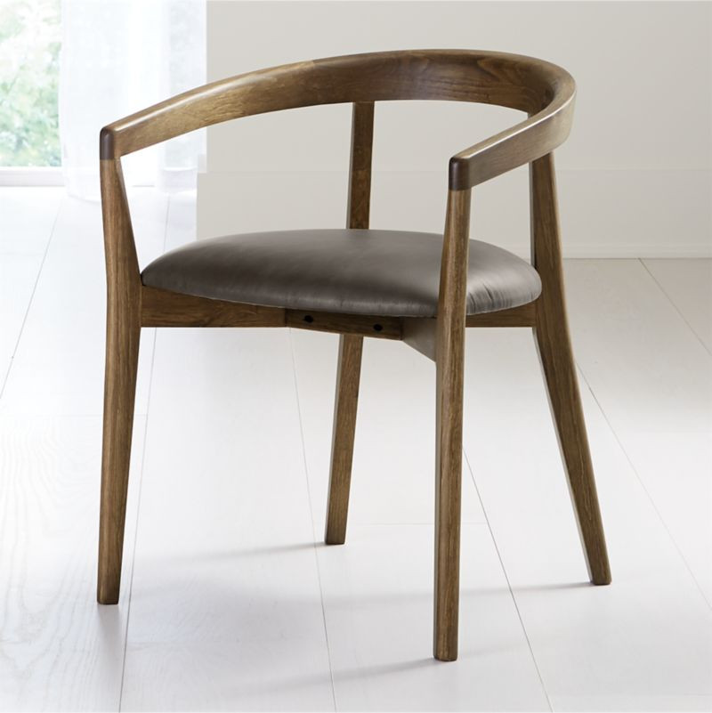 Cullen Shiitake Saddle Round Back Dining Chair + Reviews | Crate & Barrel | Crate & Barrel