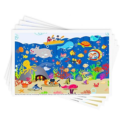 Babebay Disposable Stick-on Placemats 40 Pack for Baby & Kids & Toddler, Sticky Placemats Restaurant Table Mats 12" x 18" (Seabed Scuba) | Amazon (US)