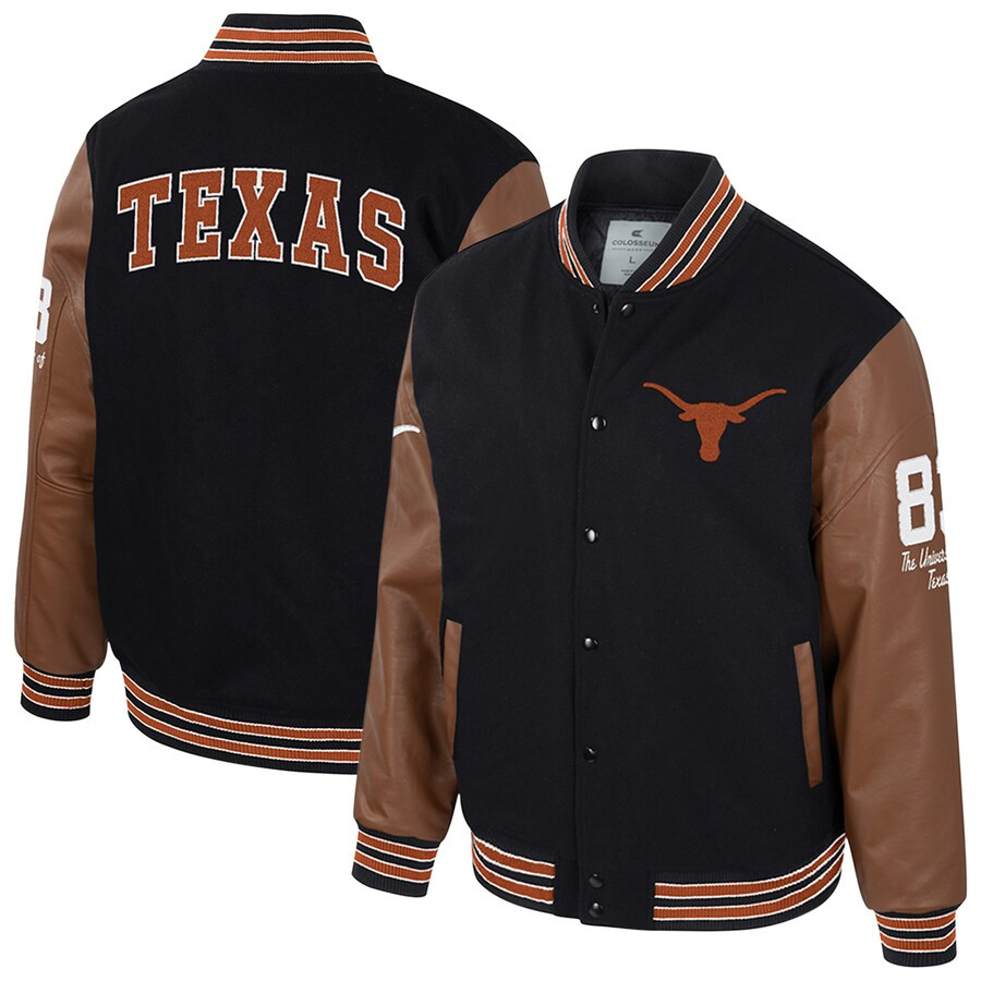 Texas Longhorns Colosseum Letterman Full-Snap Varsity Jacket - Black | Fanatics