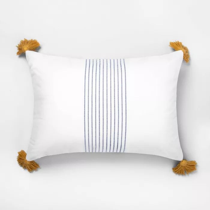 Tassel Throw Pillow Sour Cream / Blue - Hearth & Hand™ with Magnolia | Target