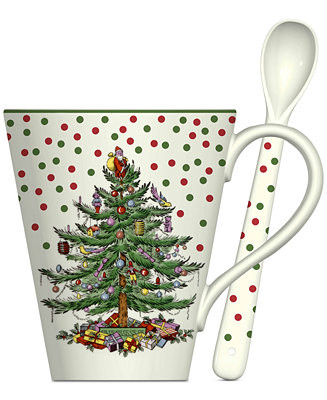 Christmas Tree Polka Dot Mug & Spoon Set - Macy's | Macy's