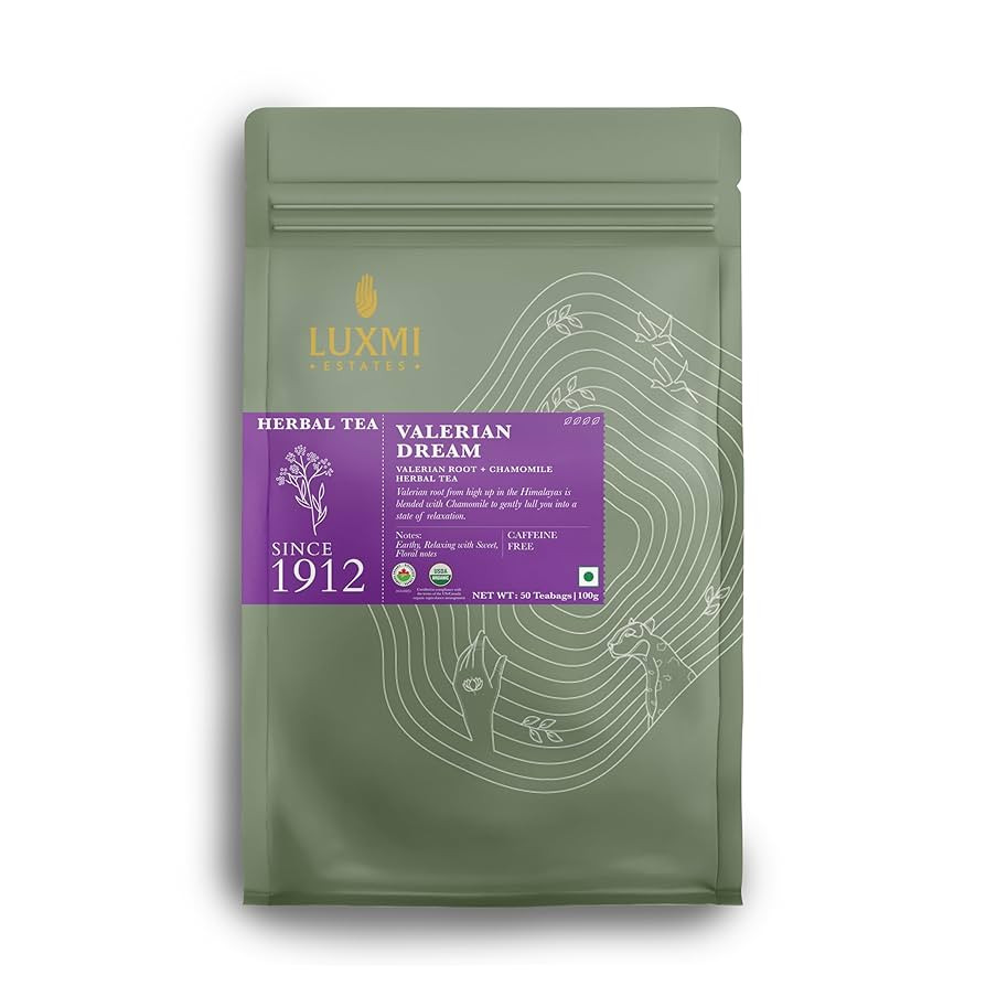 Luxmi Estates Valerian Dream Organic Valerian Root Tea (50 Tea Bags) Caffeine Free Tea For Sleep,... | Amazon (US)